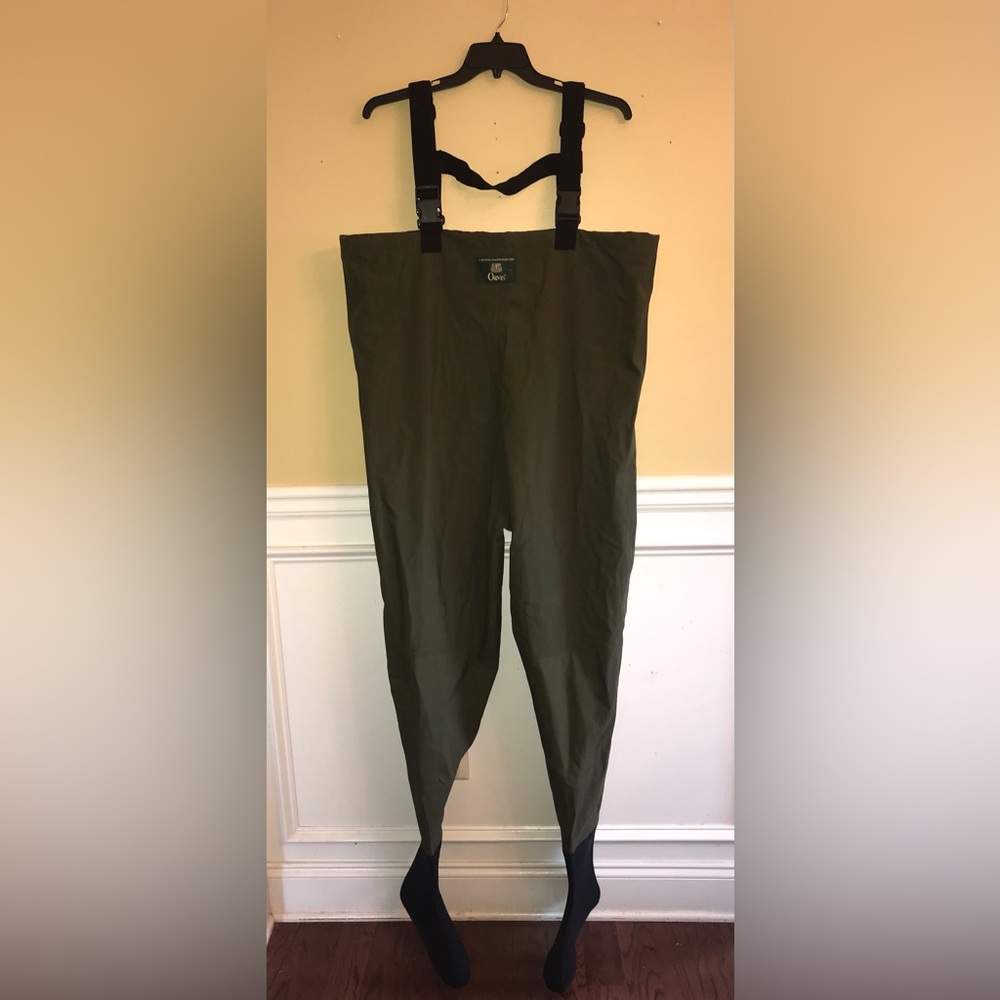 Vintage Orvis Mens Fly Fishing Chest Waders Stocking Foot Olive Green size M/L